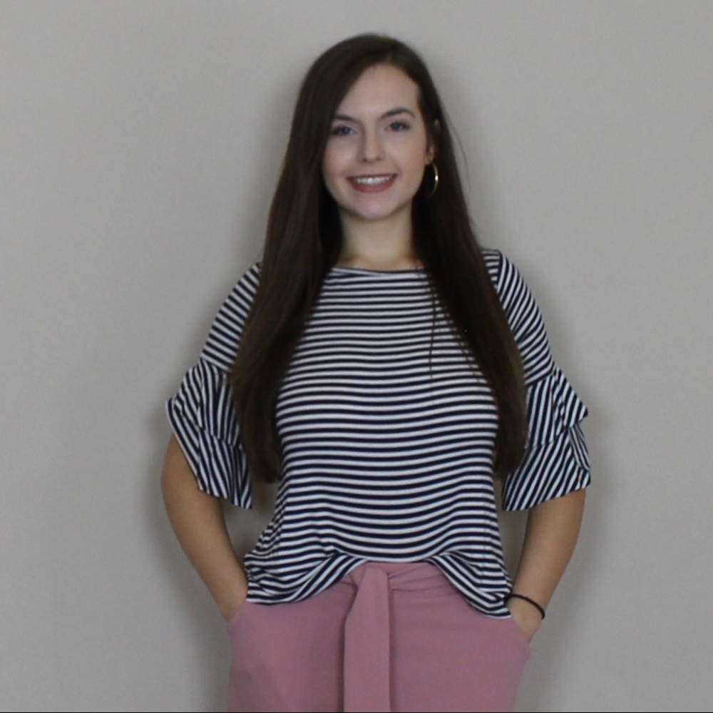 Stripes and Bows Top- Navy